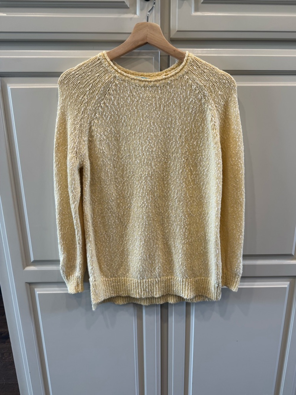 J. McLaughlin Medium Butter Yellow 90s Coastal Fisherman Minimalist Sweater Prep
